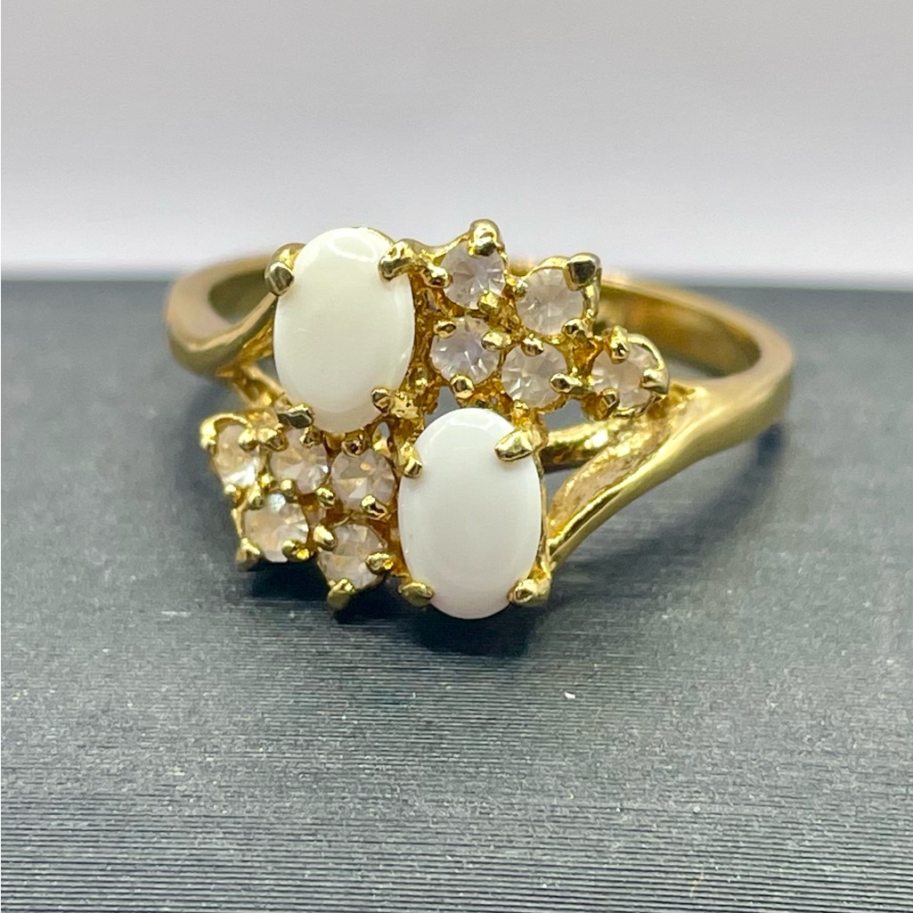 Vintage 14 Kt Ge Gold Plated Opal And Gemstone Ring Size 8